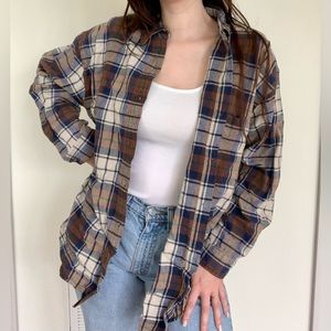 •SOLD IN DEPOP•VTG Brown Plaid Shirt